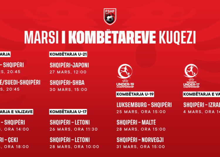 Muaji kuqezi! Sfida historike për ekipet kombëtare, kalendari i ndeshjeve